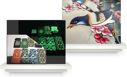 鎏金、夜光、彩雕打印工藝